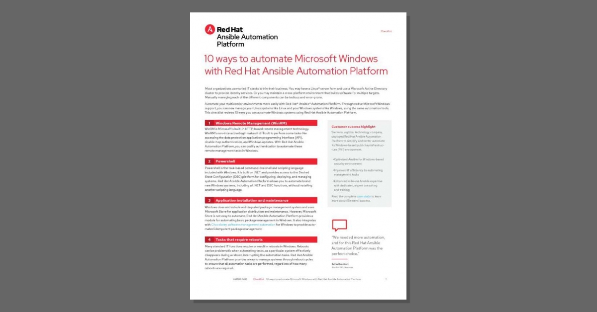 microsoft windows automation with red hat ansible